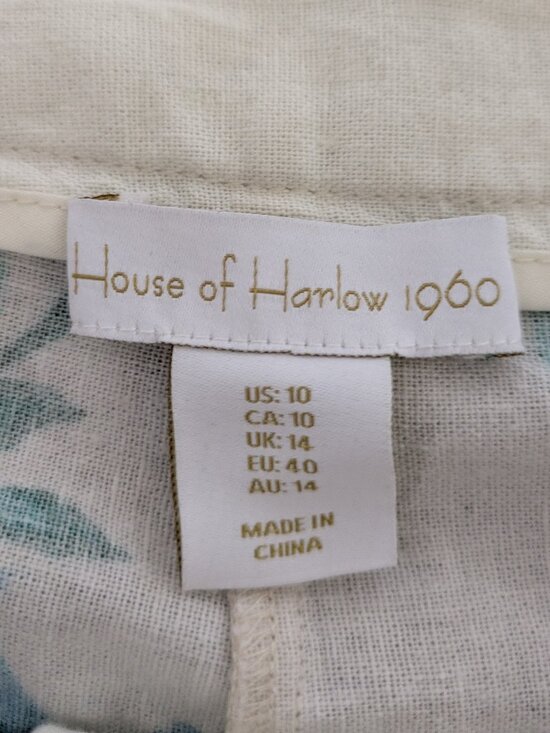 House of Harlow 1960 Floral Multicolor Linen Pants Size 10 - Picture 5 of 6